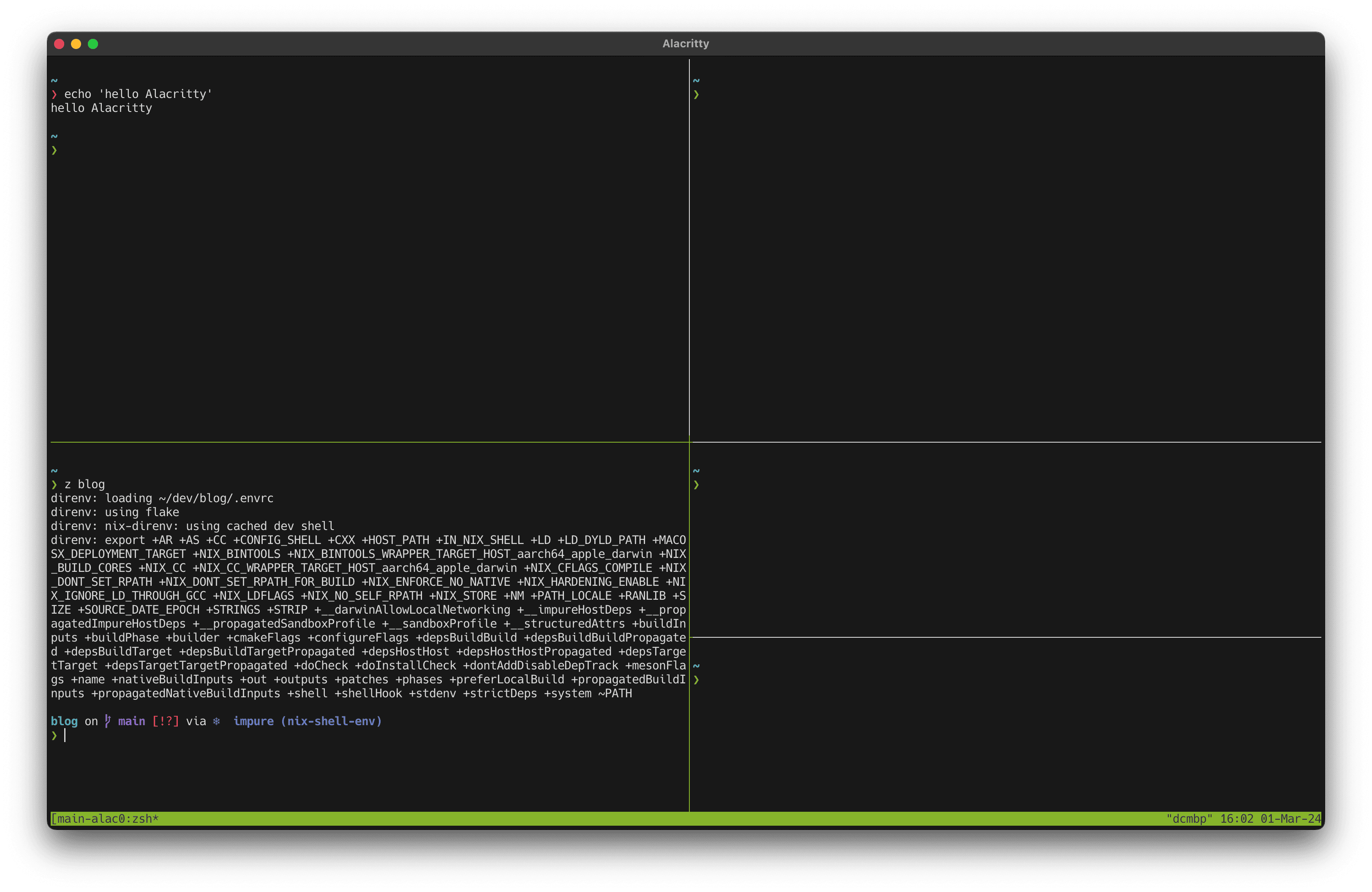 my starting Alacritty terminal setup