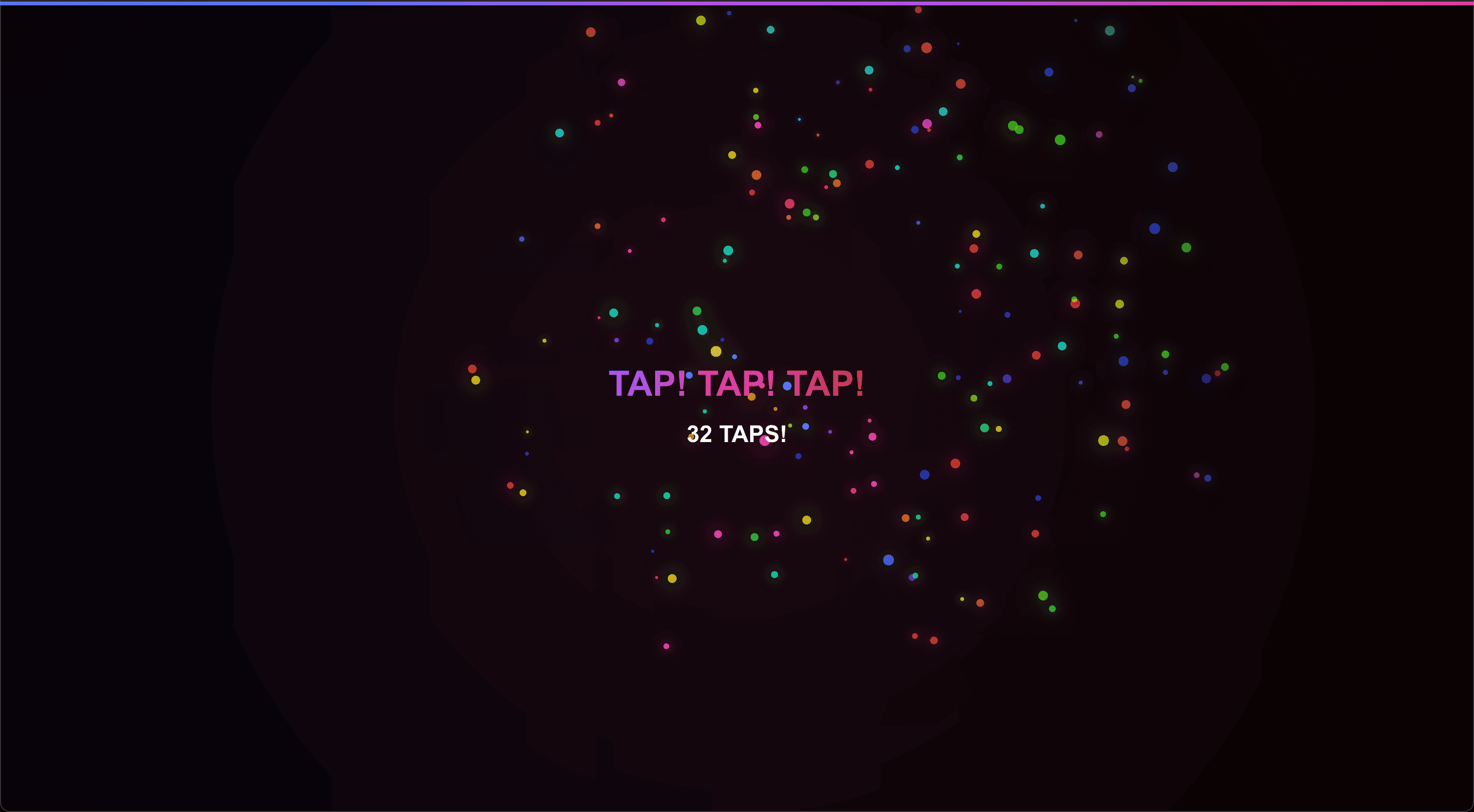 Screenshot of Tapfast web app showing a game in progress, where the play taps the app as many times as possible in a set amount of time