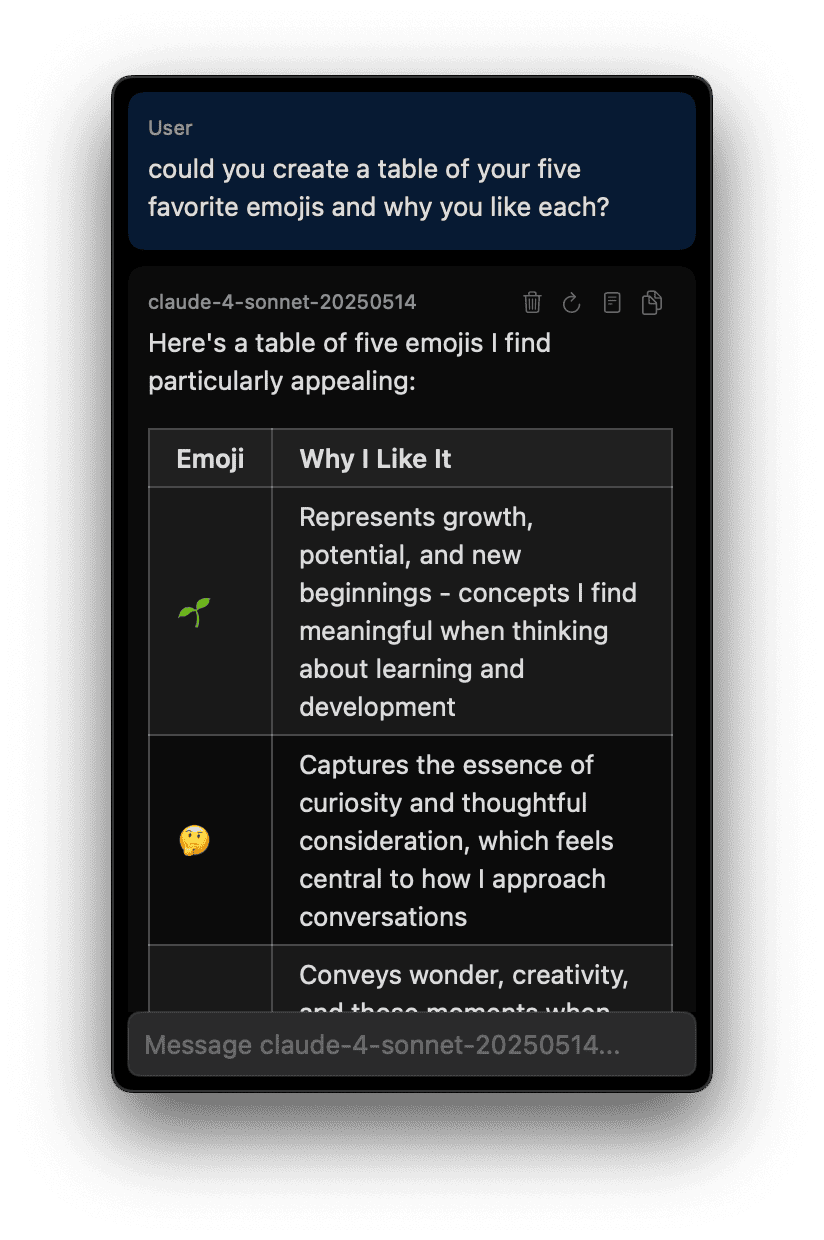 Tomo displaying a markdown table