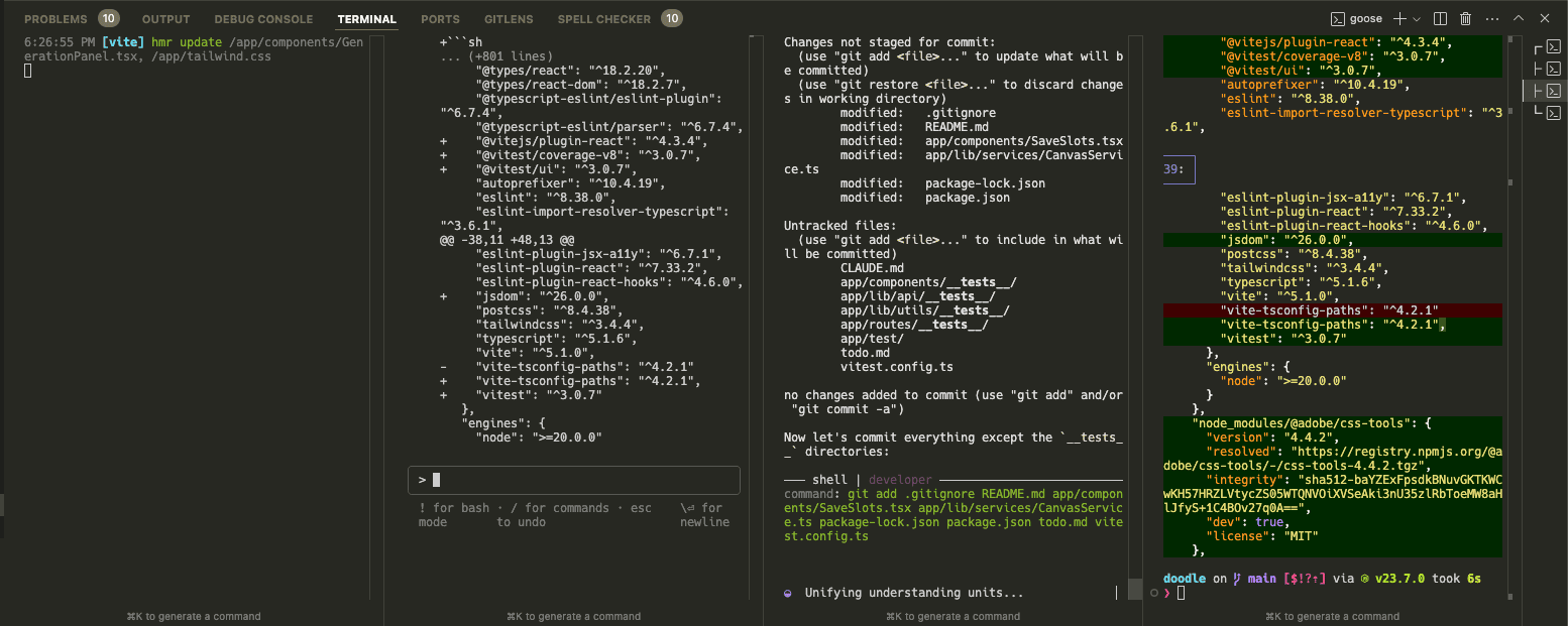 Screenshot showing multiple terminal windows with different LLM coding tools running simultaneously