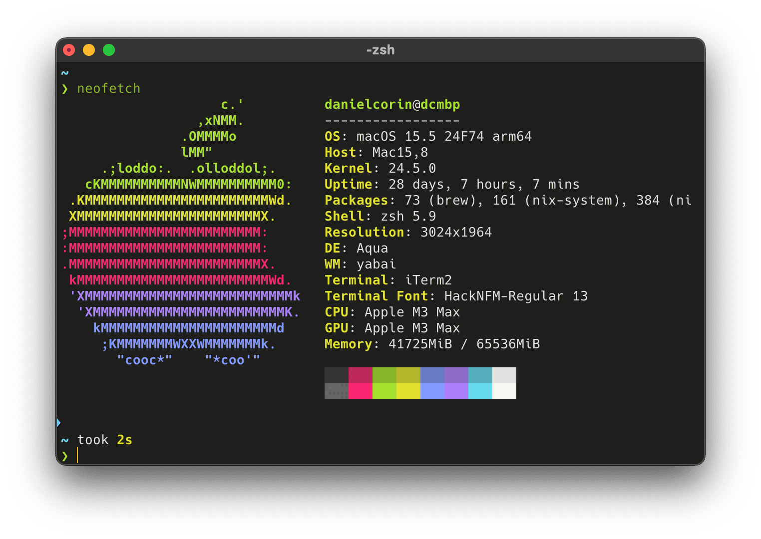 neofetch output for my system